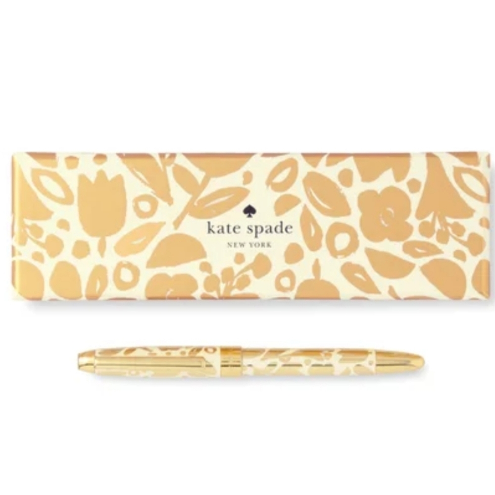 KATE SPADE NEW YORK GOLDEN FLOWERS BALLPOINT PEN.
